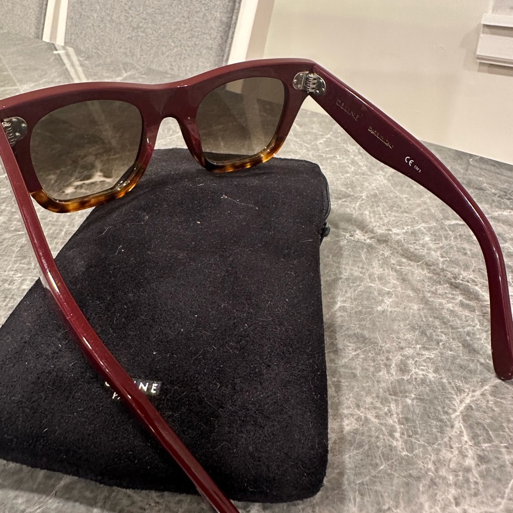 Women's CELINE Red and Brown Sunglasses - Picture 3 of 5